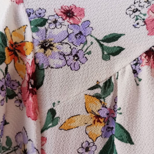 Floral Chiffon Blouse with Cut-out Neckline like new, size L