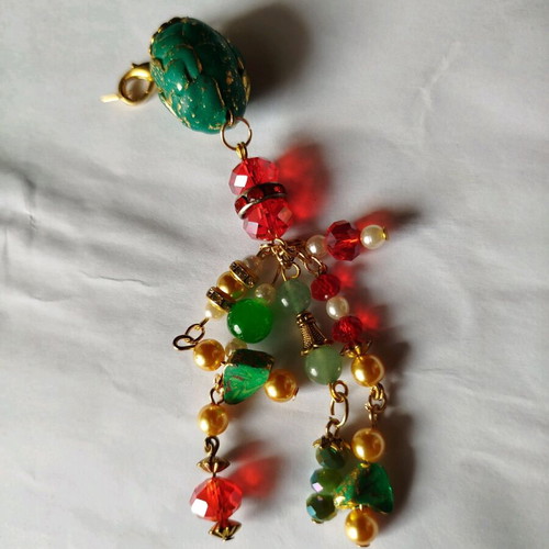 Keychain and purse charm handmade new, red and green