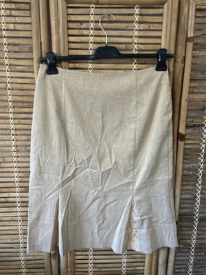 Fransa Woman beige midi skirt with lace detail, size 38