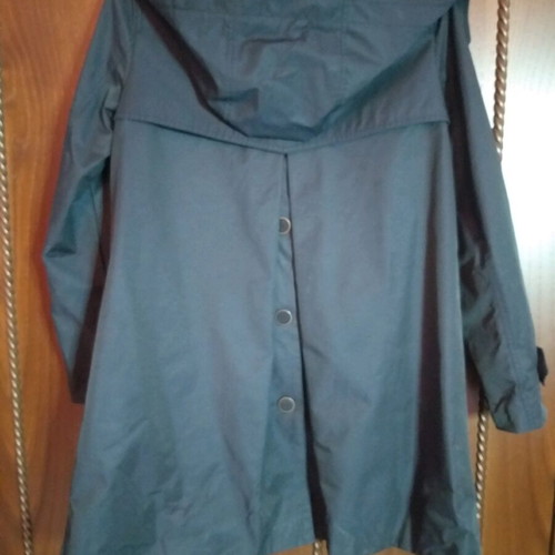 Women's trench coat dark blue A-line with hood like new