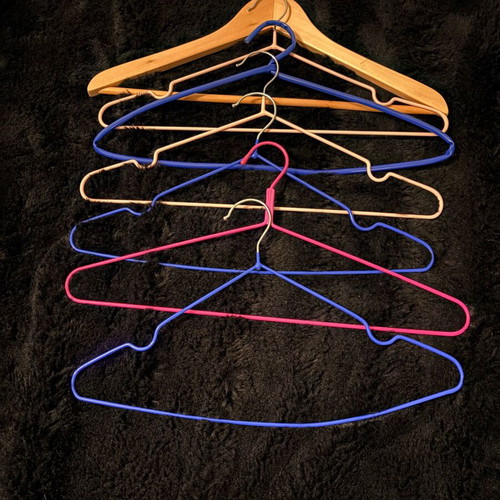 Set of 10 used closet organization hangers and accessories
