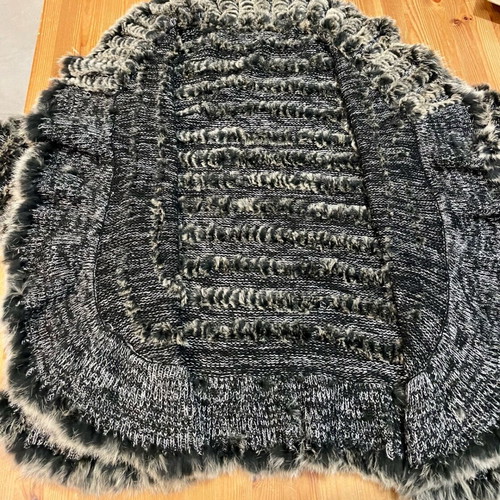 Lapin fur jacket like new, black and beige