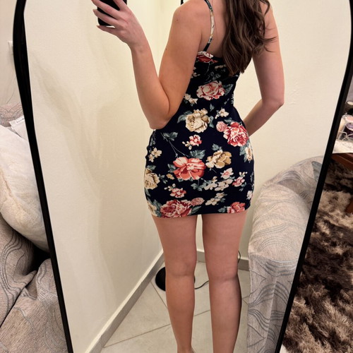 Mini floral dress size S, like new, black multicolor