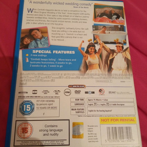Confetti DVD like new, comedy, subbed