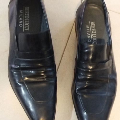 Berto Lucci men's shoes used, black, size 44, loafers