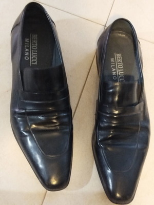 Berto Lucci men's shoes used, black, size 44, loafers