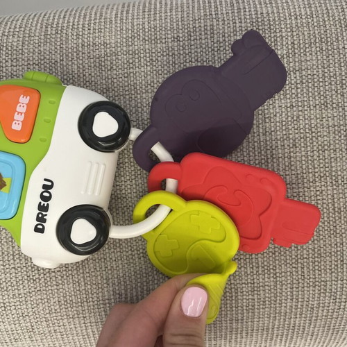 Luna Car Keys toy used with teether and pacifier clip