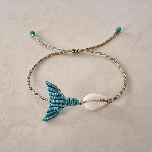Mermaid tail bracelet handmade new in turquoise and gold