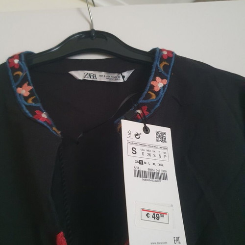 Zara cotton linen kaftan beach dress tunic new with tags, embroidered