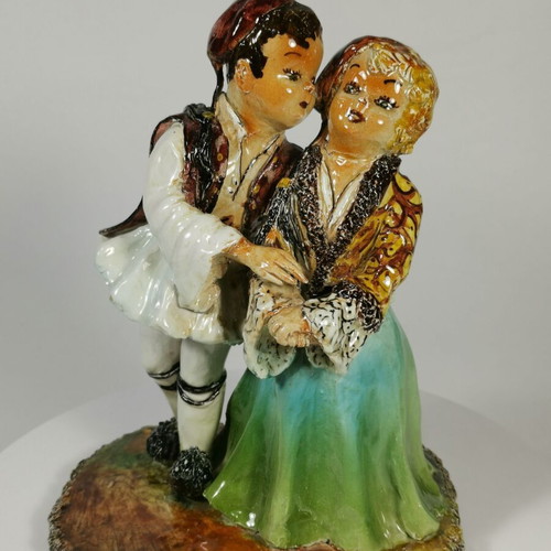 Ceramic figure with traditional Tsolias and Amalia couple used