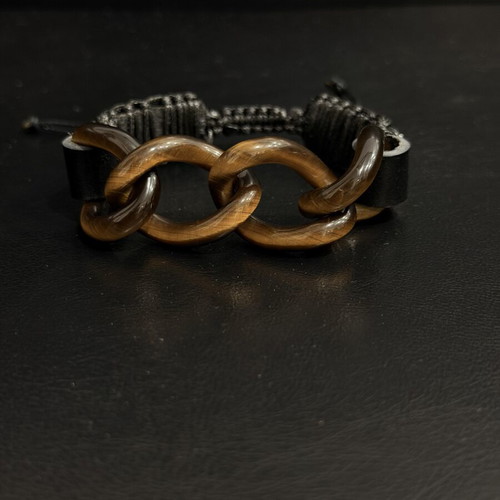 Men's leather bracelet with Tiger Eye and hematite, new