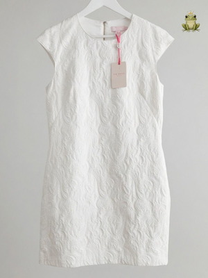 Ted Baker Bezzey Jacquard Shift Dress new, white, size M