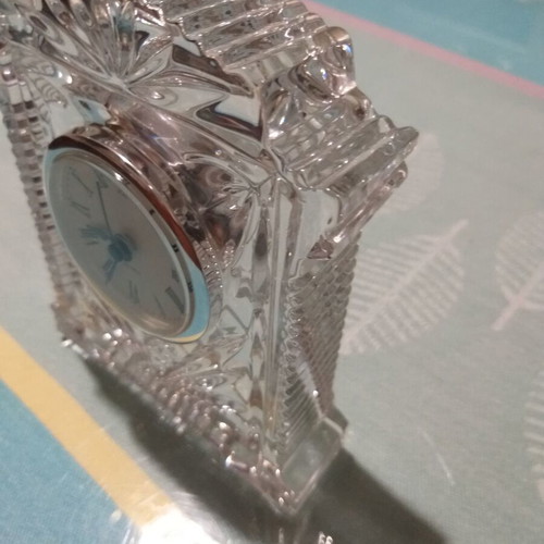 Crystal table clock used, analog display