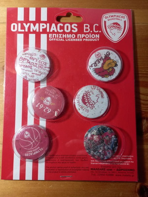 Μαγνητάκια Ολυμπιακός BC καινούργια, σετ 6 τεμαχίων