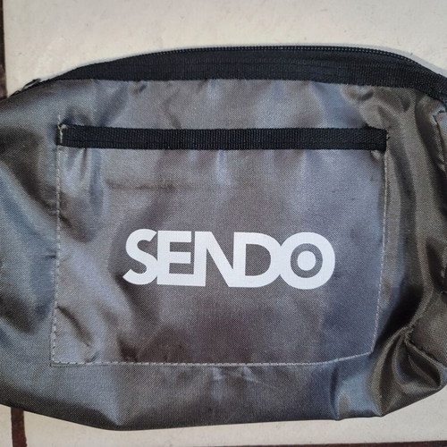 Canvas bag with two zip compartments, new, gray, 25x18 cm