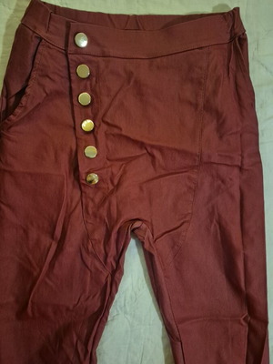 Leatherette leggings used, dark red, elastic
