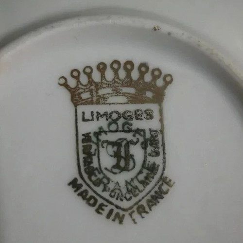Limoges vintage miniature porcelain decorative plate used, Victorian couple theme