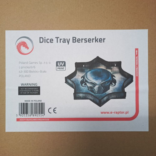 Berserker dice tray, wooden with UV print, assembly kit