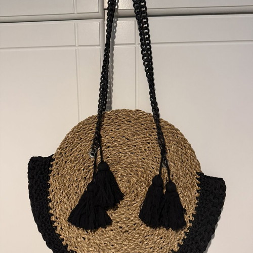 Lovick.handmade beach bag shoulder black beige like new