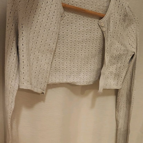 Stefanel bolero jacket like new, white and gray