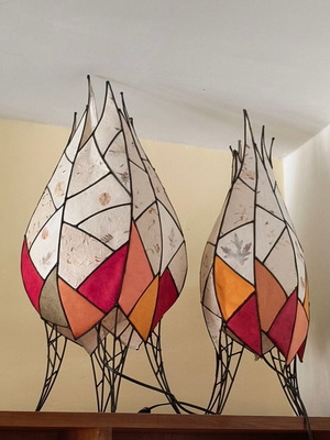 Art lamps new, set of 2, metal frame with decorative paper