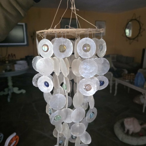 Ceiling light like new with mother of pearl and colorful glass