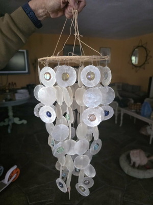 Ceiling light like new with mother of pearl and colorful glass