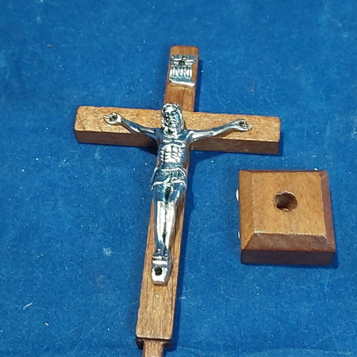 Small wooden and metal crucifix new