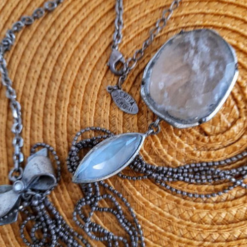 Evita Peroni necklace used, silver color, 38cm length