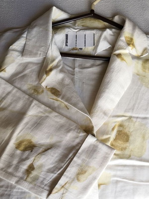 Linen shirt, beige, 3/4 sleeve with cuffs, size 48