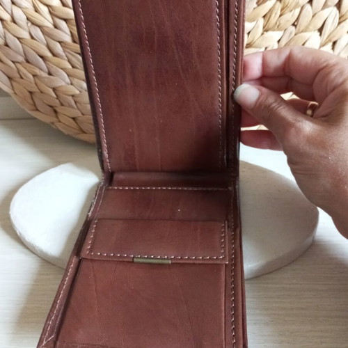 Men's leather wallet, brown, genuine leather