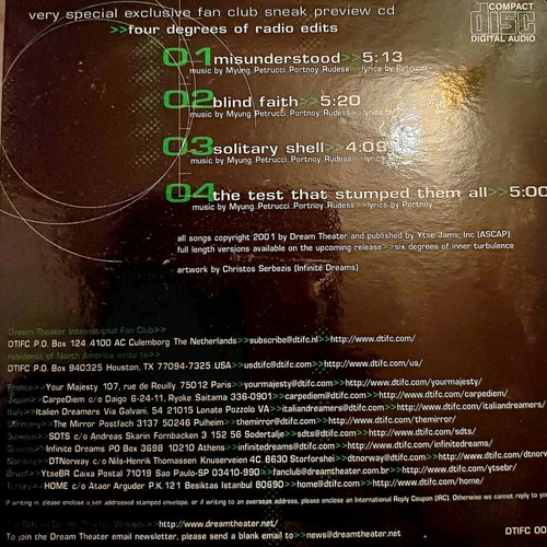 Dream Theater Four Degrees Of Radio Edits CD like new