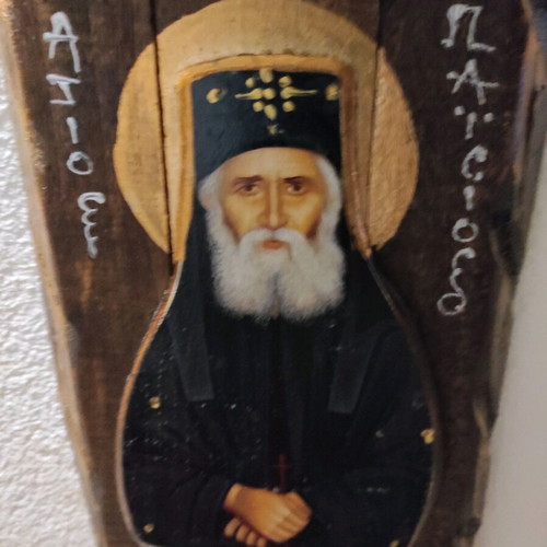 Carved wooden icon of Saint Paisios like new