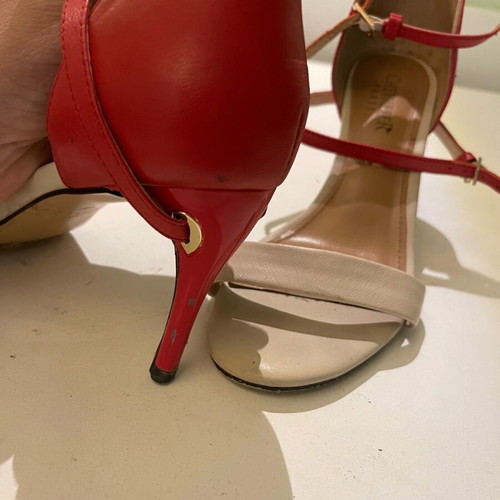 Women's sandals used, beige and red, size 37