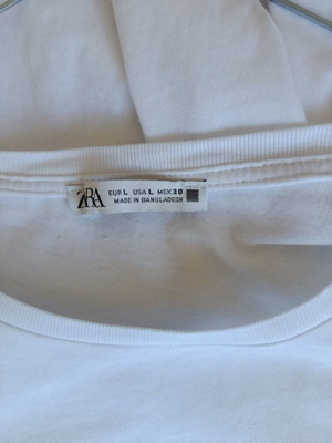 ZARA Λευκή Basic Μπλούζα Μέγεθος L Σαν Καινούργιο