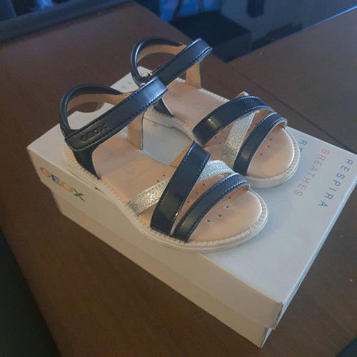 Geox kids sandals like new, size 25, blue and silver