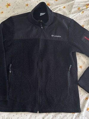 Columbia black fleece jacket with windproof lining, used, size M