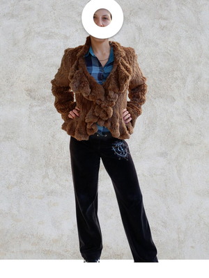 On Line brown rabbit fur like new, youthful, size M
