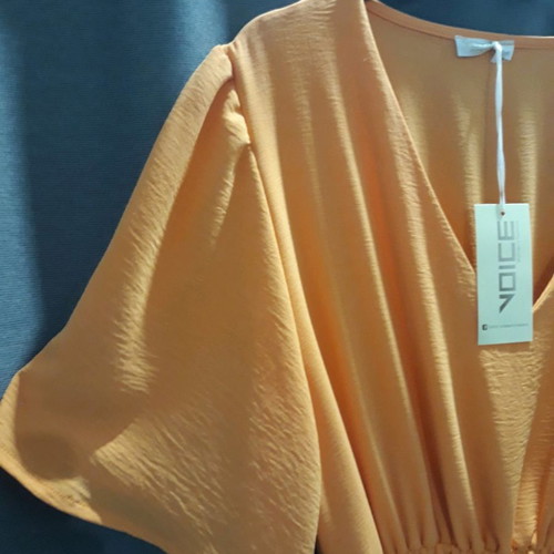 Γυναικείο φόρεμα Plus Size καινούργιο, μακρύ, πορτοκαλί με ζώνη