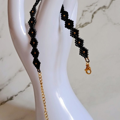 Handmade bracelet black and gold with Miyuki beads made to order