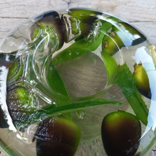 Vintage acrylic glass tealight holder with olive motif, like new
