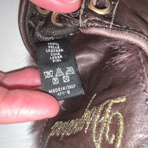Dsquared2 leather gloves with fox fur used