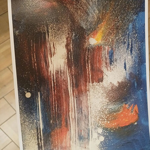 Abstract art paintings new, set of two prints with vivid colors