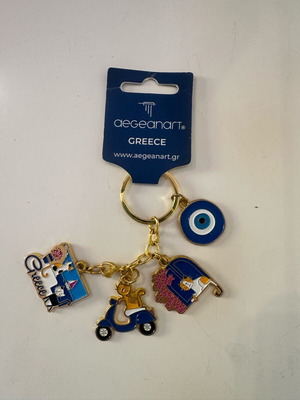 Aegean Art Keychain with Greek Enamel Elements new