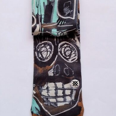 Jean-Michel Basquiat x Stance Socks New, 2 Heads on Gold Print, Size Large