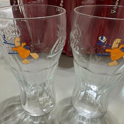 Set of 5 large collectible Ferrari and Athens 2004 glasses