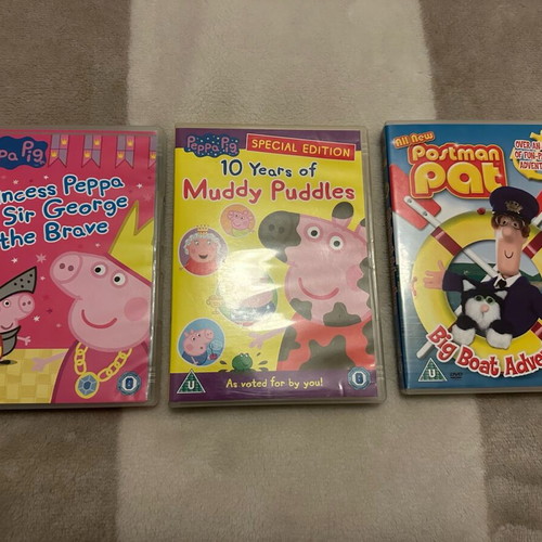 Peppa Pig and Postman Pat DVDs used for babies, set of 3