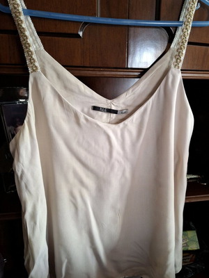 A.L.E. women's blouse with embroidered strap like new, beige, size L