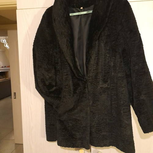 Black natural astrakhan fur coat like new, size medium/large