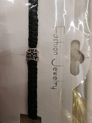 Woven black bracelet with silver element new